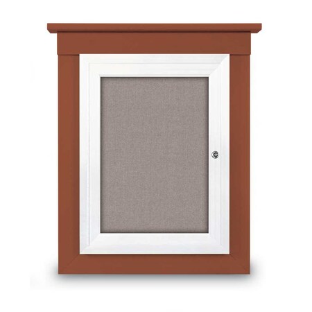 United Visual Products 42"x32" 2-Door Enclosed Letterboard, Header, Blue Vinyl/Lt Oak UV26235HD-LTOAK-BARBLU